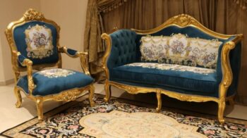Handmade Gold Sand Blue Navy Loveseat