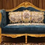 Handmade Gold Sand Blue Navy Loveseat 10