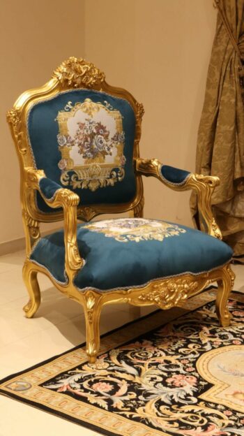 Handmade Gold Sand Blue Navy Chair 2