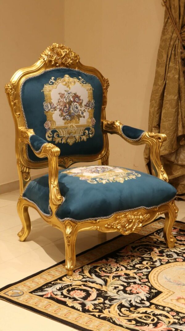 Handmade Gold Sand Blue Navy Chair 2 5