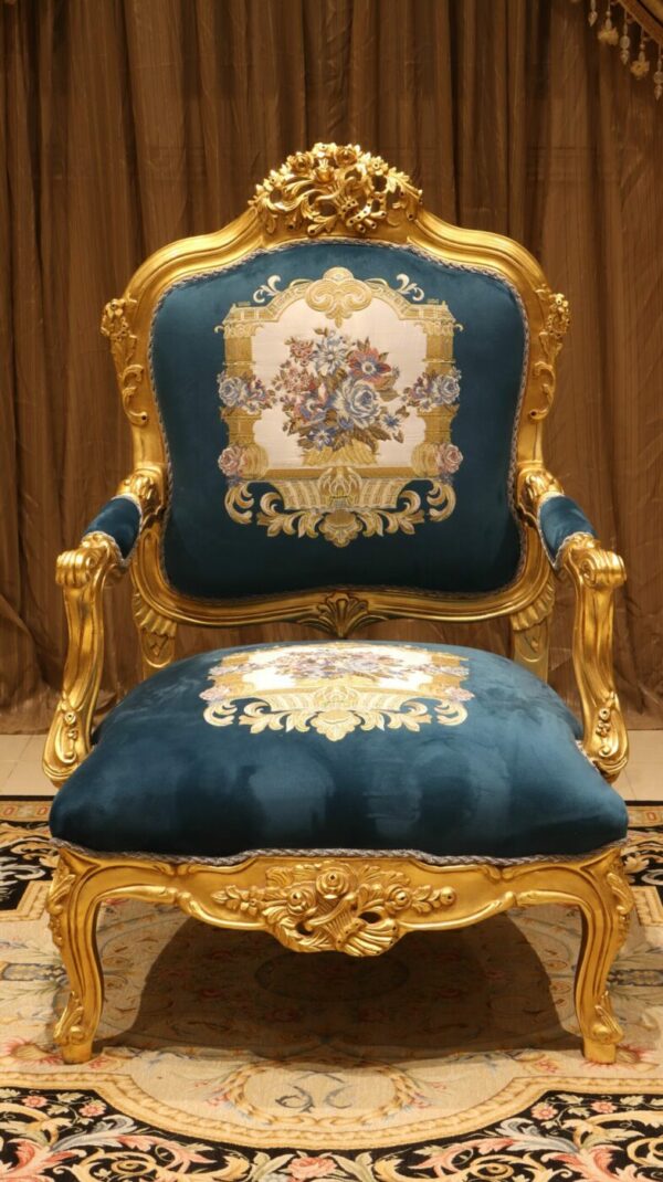 Handmade Gold Sand Blue Navy Chair 2 6