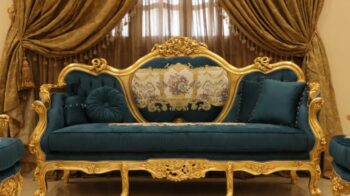 Handmade Gold Sand Blue Navy Sofa