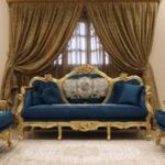 Handmade Gold Sand Blue Navy Sofa 10
