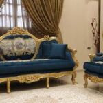 Handmade Gold Sand Blue Navy Sofa 11