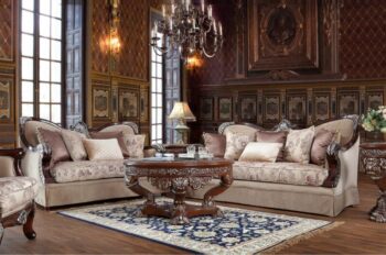 Mahogany Finish 3PCs Sofa Set HD-91862 By Homey Design