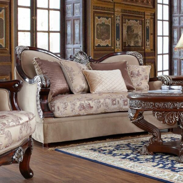 Mahogany Finish 3PCs Sofa Set HD-91862 By Homey Design 9