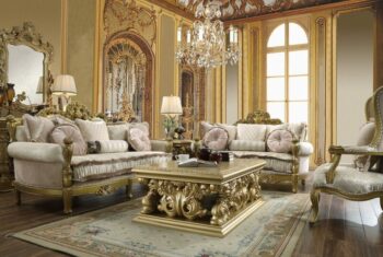 Metallic Bright Gold 3PCs Sofa Set HD-105 By Homey Design