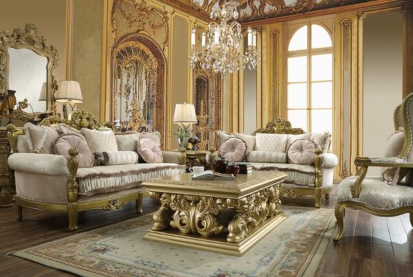 Metallic Bright Gold 3PCs Sofa Set HD-105 By Homey Design 6
