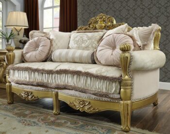Metallic Bright Gold Loveseat HD-105 By Homey Design