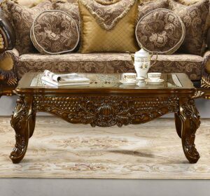 Luxury Mahogany Coffee Table &Amp; End Table Set Hd-1064 By Homey Design | Mobilia Cleopatra Luxury Mahogany Coffee Table & End Table Set HD-1064 By Homey Design
