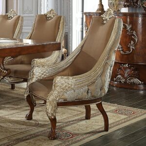 Brown Cherry Arm Chair Hd-124 By Homey Design | Mobilia Cleopatra Brown Cherry Arm Chair HD-124 By Homey Design