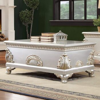 Silver with Metallic Gold Accent Finish Coffee Table HD-1332 By Homey Design