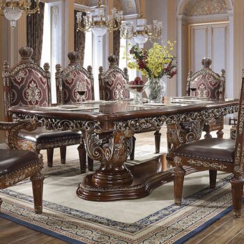 Burl & Metallic Antique Gold Rectangle Table HD-1804 By Homey Design