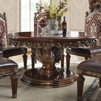 Burl & Metallic Gold Round Table HD-1804 By Homey Design