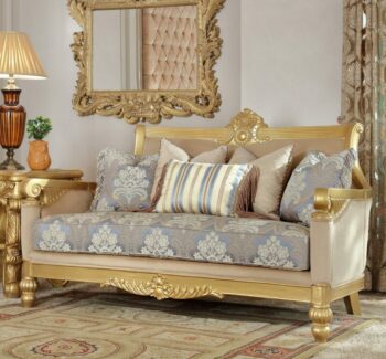 Metallic Bright Gold Loveseat HD-2666 By Homey Design