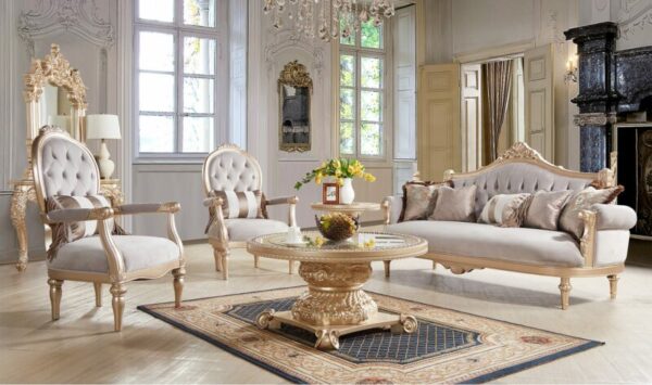 Luxury Gold Finish 3 PCs Salon Sofa Set HD-2670 By Homey Design 6