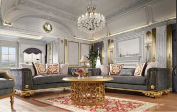 Luxury Gold Finish 2PC Sofa Set HD-3053 By Homey Design