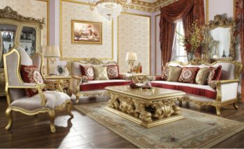 Metallic Bright Gold 3PC Sofa Set HD-31 By Homey Design