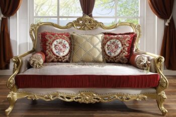Metallic Bright Gold Loveseat HD-31 By Homey Design
