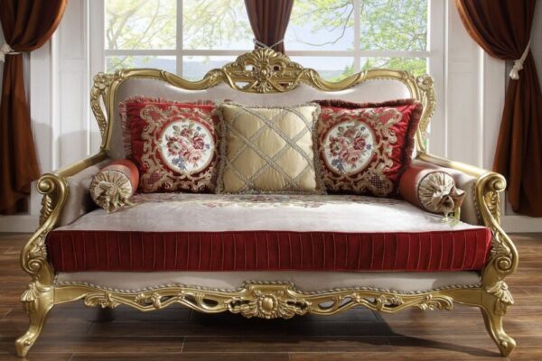 Metallic Bright Gold Loveseat HD-31 By Homey Design 4