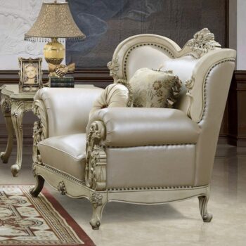 Plantation Cove White Leather Accent Chair Traditional by Homey Design HD-32