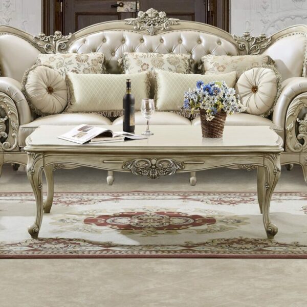 Plantation Cove White Finish Coffee Table Traditional Homey Design Style HD-32 4