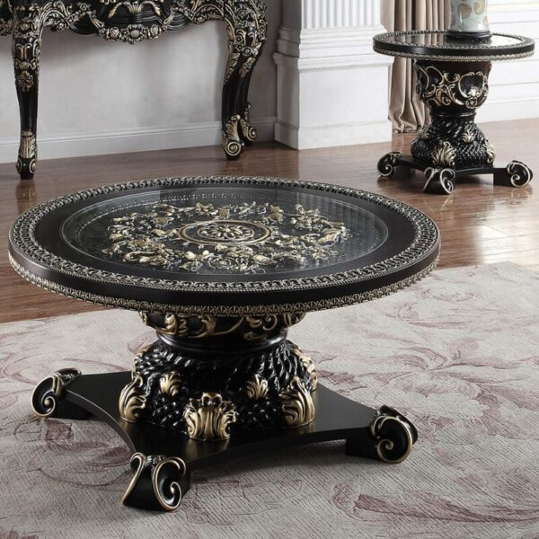 Ebony Black & Gold 3PCs Coffee Table Set HD-328B By Homey Design 4
