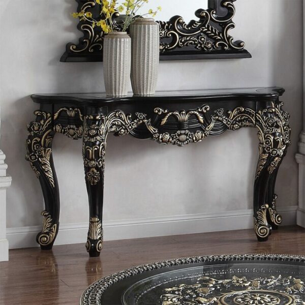 Ebony Black & Gold Console Table HD-328B By Homey Design 6