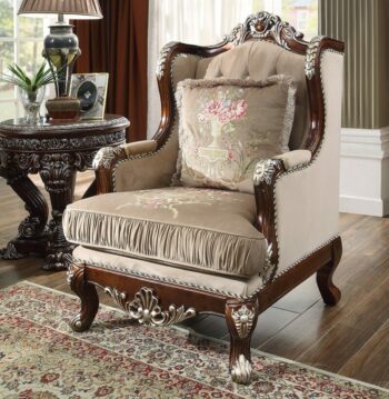 Burl & Silver Chair HD-562 By Homey Design