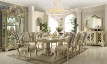 Luxury Cream Pearl 7 PC Dining Table Set HD-5800 By Homey Design