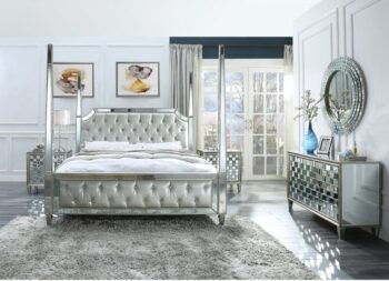 Silver & Mirror Finish 5 PCs California King Bedroom Set HD-6001 By Homey Design 8