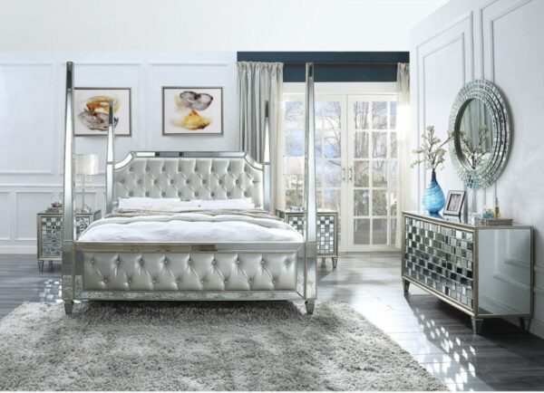 Silver & Mirror Finish 5 PCs California King Bedroom Set HD-6001 By Homey Design 8