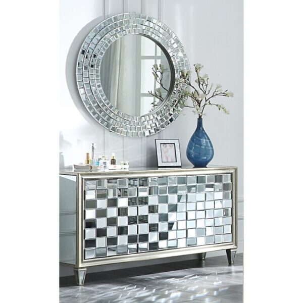 Silver & Mirror Finish California King Bed HD-6001 By Homey Design 11