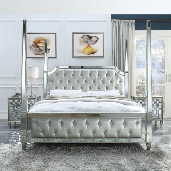 Silver & Mirror Finish California King Bed HD-6001 By Homey Design 8