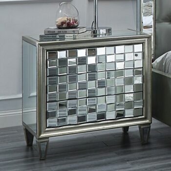 Silver & Mirror Finish Nightstand HD-6001 By Homey Design