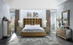 Luxury Gold 5PCs California King Bedroom Set HD-6065 By Homey Design Homey Design HD-6065 Collection Mobilia Cleopatra 17 Luxury Gold 5PCs California King Bedroom Set HD-6065 By Homey Design 17