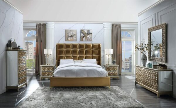Luxury Gold 5PCs California King Bedroom Set HD-6065 By Homey Design 10