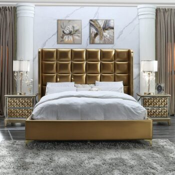 Luxury Gold Eastern King Bed HD-6065 By Homey Design