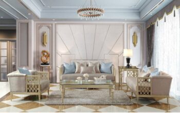 Satin Gold Finish 3 PCs Sofa Set HD-627 By Homey Design
