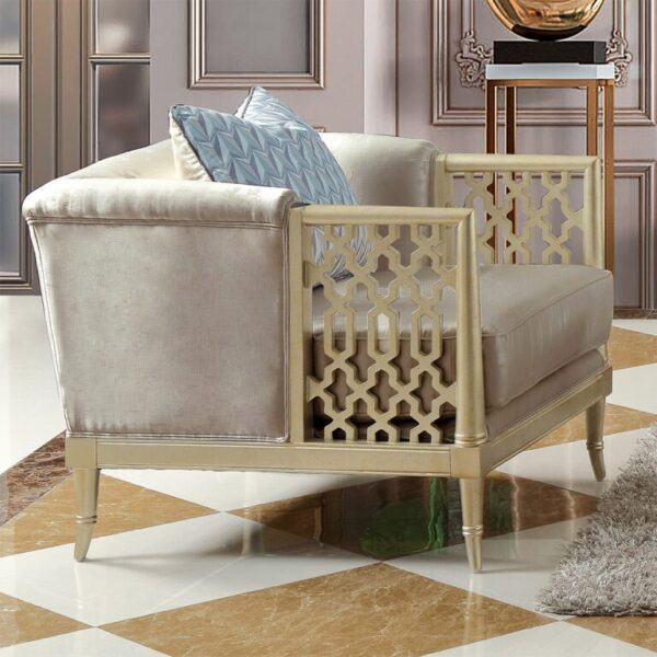 Satin Gold Finish 3 PCs Sofa Set HD-627 By Homey Design 8