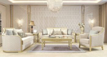 Metallic Gold 3 PCs Sofa Set HD-699 By Homey Design