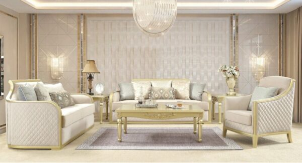 Metallic Gold 3 PCs Sofa Set HD-699 By Homey Design 4