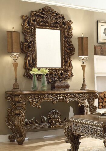 Met Ant Gold & Perfect Brown Console Table HD-8011 By Homey Design