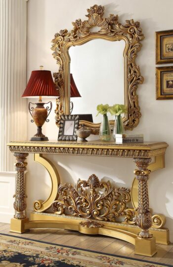 Metallic Bright Gold Console Table HD-8016 By Homey Design