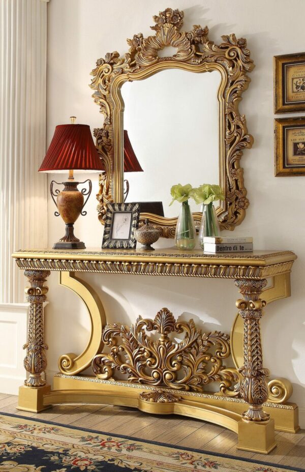 Metallic Bright Gold Console Table HD-8016 By Homey Design 4