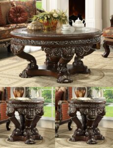 Metallic Silver Finish 3 Pcs Coffee Table Set Hd-8017 By Homey Design | Mobilia Cleopatra Metallic Silver Finish 3 PCs Coffee Table Set HD-8017 By Homey Design
