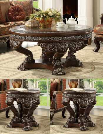 Metallic Silver Finish 3 PCs Coffee Table Set HD-8017 By Homey Design