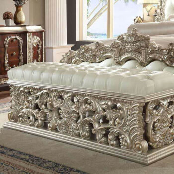 Metallic Silver Finish Bench HD-8017 By Homey Design