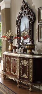 Metallic Silver Finish Dresser Hd-8017 By Homey Design | Mobilia Cleopatra Metallic Silver Finish Dresser HD-8017 By Homey Design