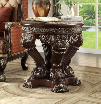 Metallic Silver Finish End Table HD-8017 By Homey Design